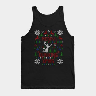 Merry Dunking Christmas Basketball Ugly Christmas Sweater Design Tank Top